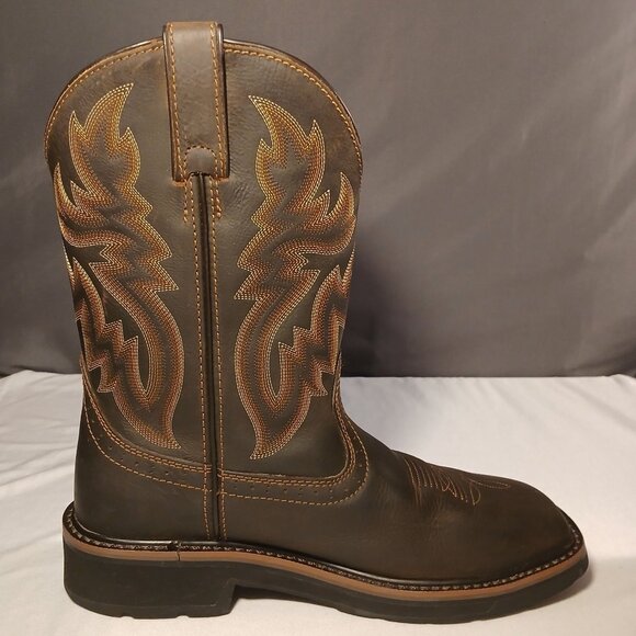 Wolverine Mens Rancher Work Boots 7.5M Brown Leather Mid Calf Steel Toe Western - Picture 8 of 16